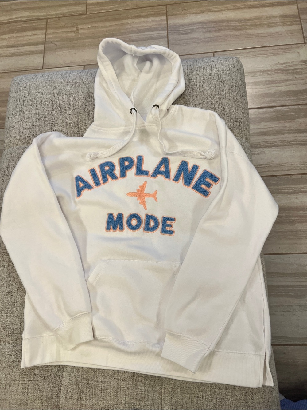 White 'Airplane Mode' Hooded Sweatshirt Small